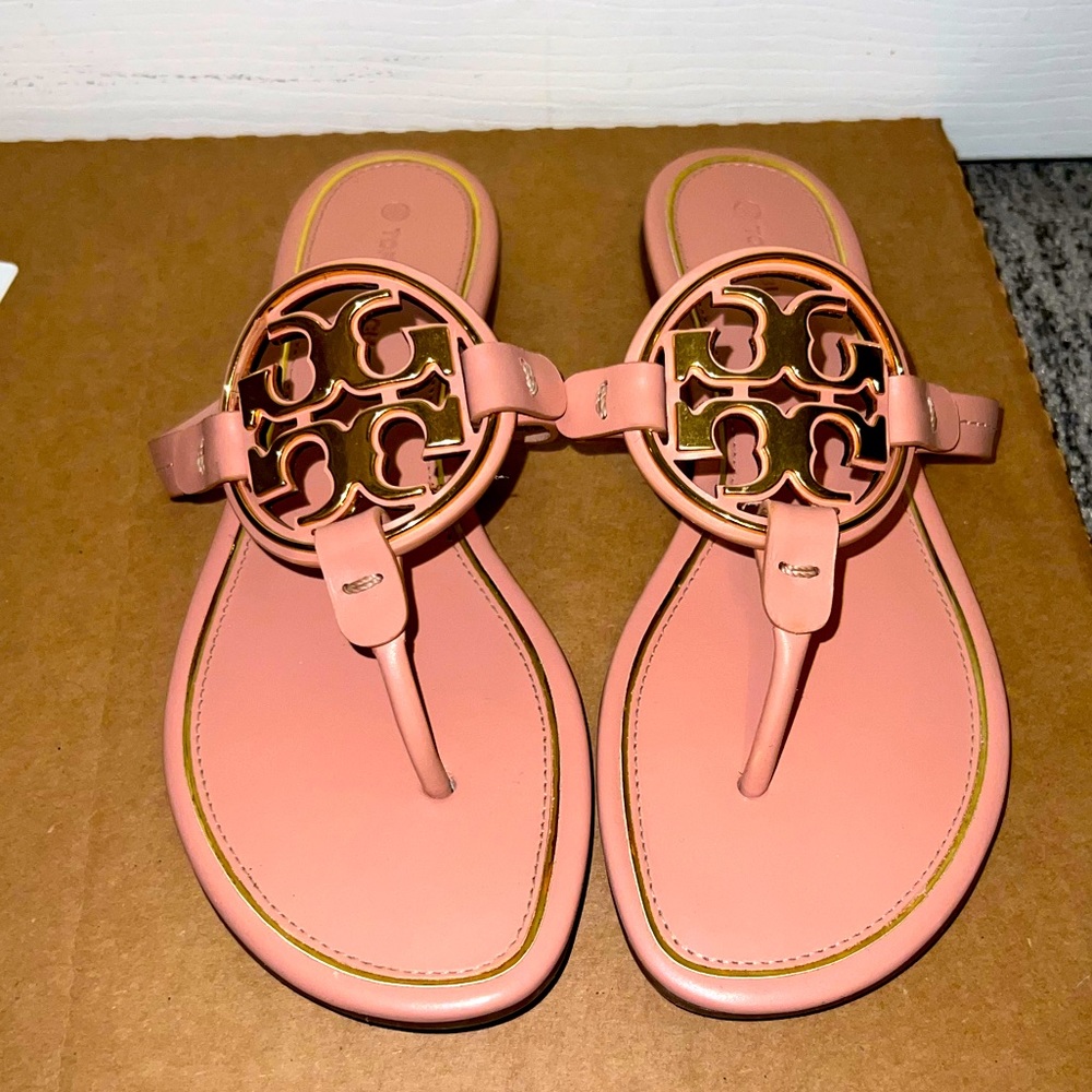 TORY BURCH MILLER SANDLE 7.5 ROSE GOLD